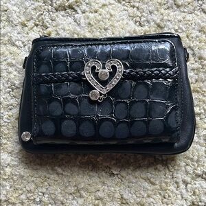 Brighton Elegant Black Crocodile-Embossed Women's Bag